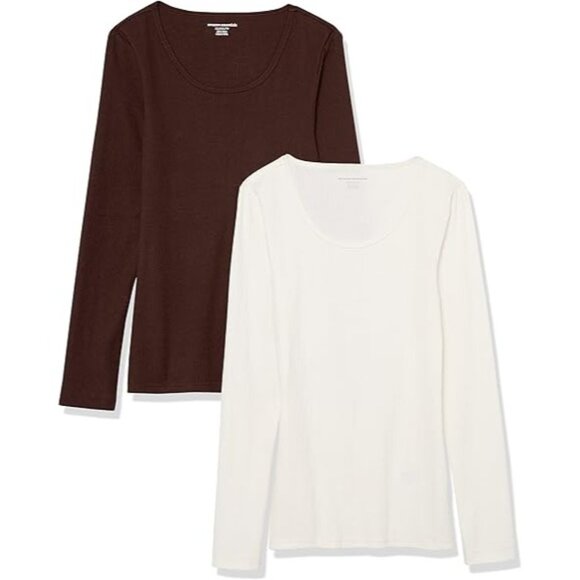 Amazon Essentials Size 3X Sweater Tops Scoop Neck Long Sleeve Ribbed Pack Of 2 - Picture 1 of 13